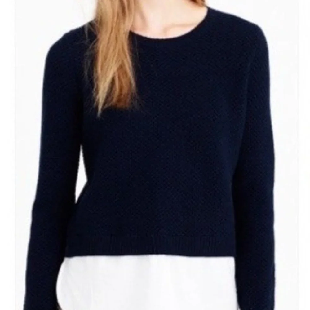 J. Crew Navy & White Shirttail Sweater